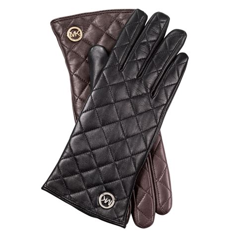 michael kors cuff gloves gray black|Michael Kors women's leather gloves.